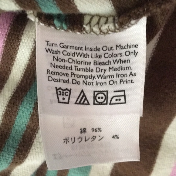 Eddie Bauer Aqua, Brown, Pink & Cream Striped Short Sleeve Polo - size Small - Picture 12 of 14